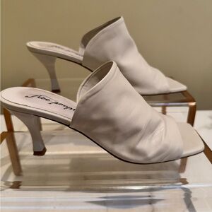 Free People Cream Leather Mules